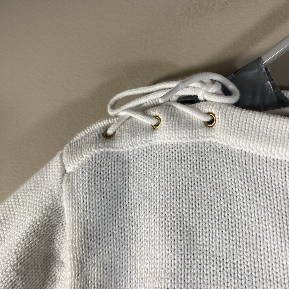 Lauren Ralph Lauren LRL Sweater White Stripe Cotton Knit Japan Women’s XL - Picture 5 of 13